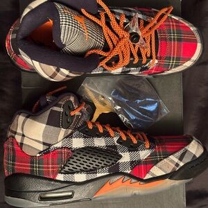 Jordan Kids Sneakers in Red Plaid and Orange